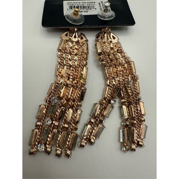 BCBGMAXAXRIA Gold/Crystal Tassel Chandelier Earrings - Picture 4 of 4